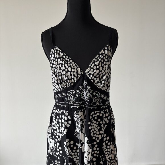 Vintage Y2K Mlle Gabrielle Midi Babydoll Dress Sz Large Floral Beaded Fairy Boho - Picture 9 of 15